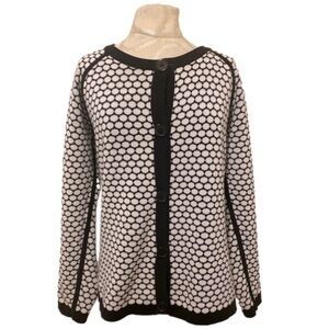 Pendleton Reversible Polka Dot Geometric Cardigan Cotton Black White Size Large